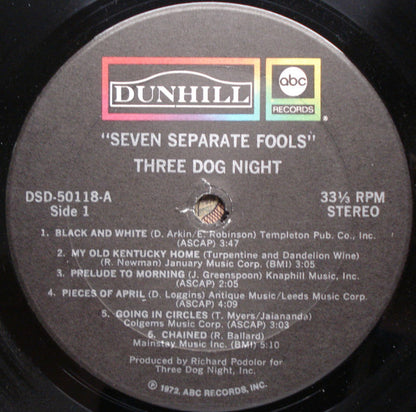 Three Dog Night : Seven Separate Fools (LP, Album, Tru)