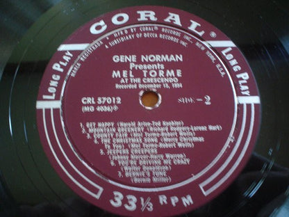 Mel Tormé : Gene Norman Presents Mel Torme At The Crescendo (LP, Album)