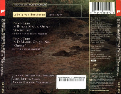 Beethoven* - Jos van Immerseel, Vera Beths, Anner Bylsma : Archduke & Ghost Trios (CD, Album)