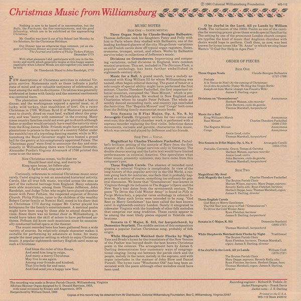 Various : Christmas Music From Colonial Williamsburg (LP, Album)