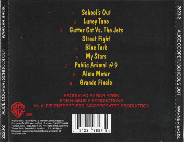 Alice Cooper : School's Out (CD, Album, RE, RP, Wea)