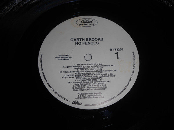 Garth Brooks : No Fences (LP, Album, Club, BMG)