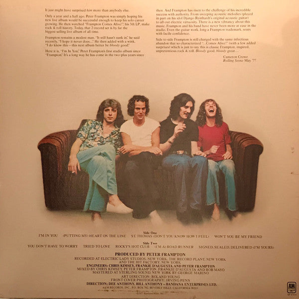 Peter Frampton : I'm In You (LP, Album, Promo, Mon)