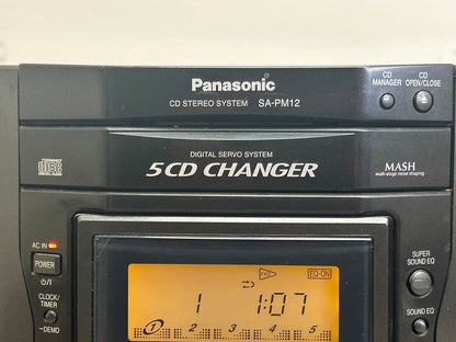 Panasonic SA-PM12 CD Stereo System * 5 Disc Changer * Radio * Cassette * Speakers