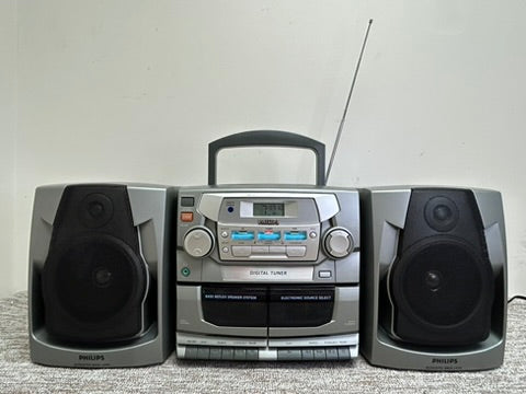 Philips AZ2765 Portable Boombox * CD-Radio-Double Cassette * Fully Serviced * New Belts