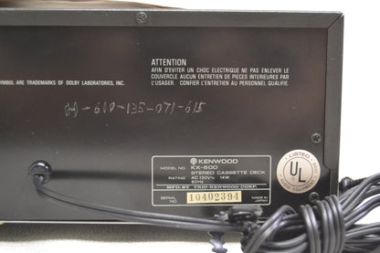 Kenwood KX-600 Single Cassette Deck * Fully Serviced * New Belts * Box * Manual