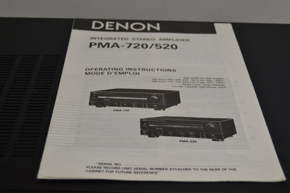Denon PMA-520 Stereo Integrated Amplifier * 70W RMS * Fully Serviced * Manual
