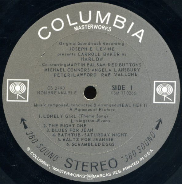 Neal Hefti : Harlow (Music From The Score Of The Motion Picture) (LP, Album, Pit)