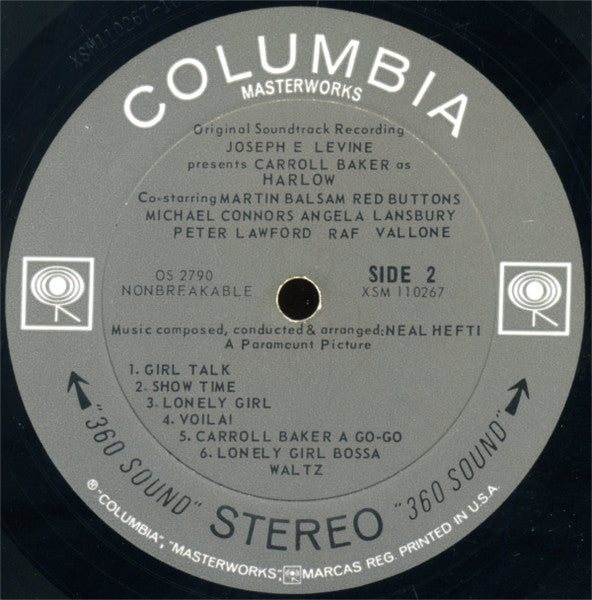 Neal Hefti : Harlow (Music From The Score Of The Motion Picture) (LP, Album, Pit)
