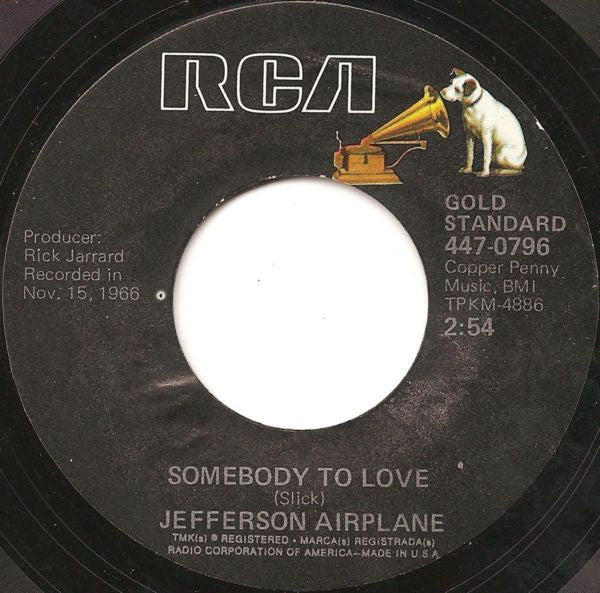 Jefferson Airplane : White Rabbit / Somebody To Love (7", Single, Styrene, Ind)