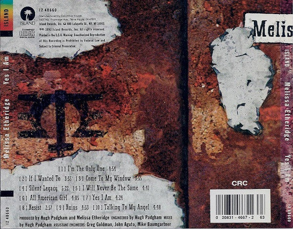 Melissa Etheridge : Yes I Am (CD, Album, Club, Spe)