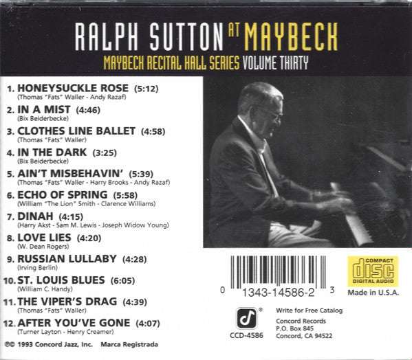 Ralph Sutton (2) : At Maybeck (CD, Album)