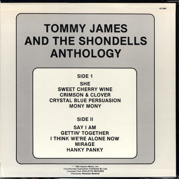 Tommy James & The Shondells : Anthology (LP, Comp)