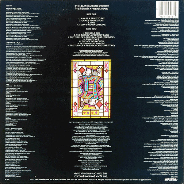 The Alan Parsons Project : The Turn Of A Friendly Card (LP, Album, San)