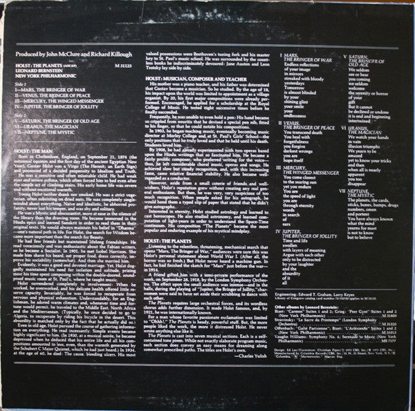 Holst* - Leonard Bernstein, New York Philharmonic : The Planets (LP, Album)