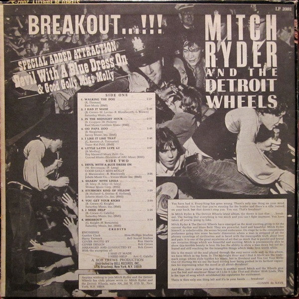 Mitch Ryder & The Detroit Wheels : Breakout...!!! (LP, Album, Mono, Gre)