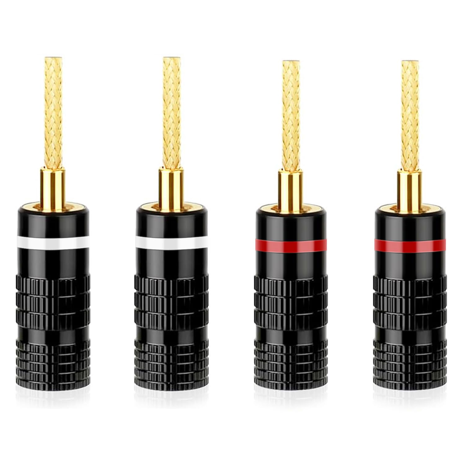 HiFi Flex Pin Banana Plugs, 2mm pin Banana connectors/Plugs, for Spring-Loaded Inputs/Speaker Terminals (2 Pairs)