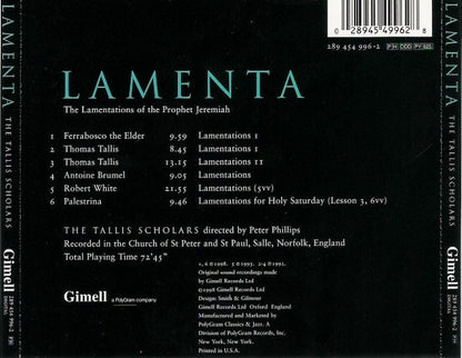 The Tallis Scholars : Lamenta (CD, Comp)