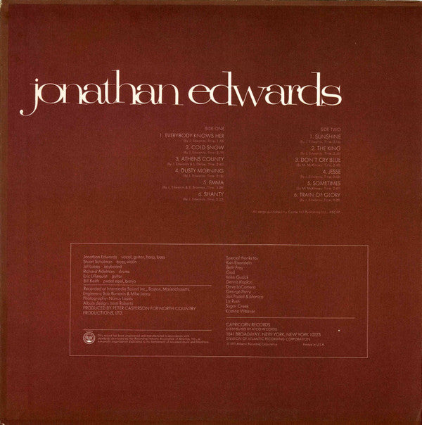 Jonathan Edwards (2) : Jonathan Edwards (LP, Album, PR )