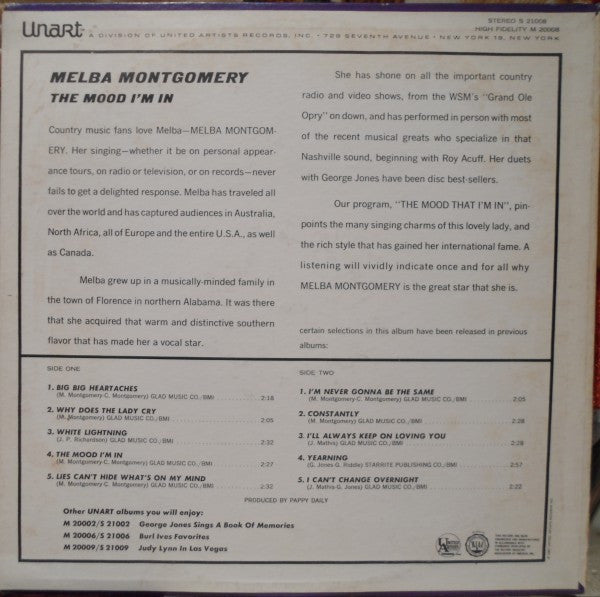Melba Montgomery : The Mood I'm In (LP, Comp)