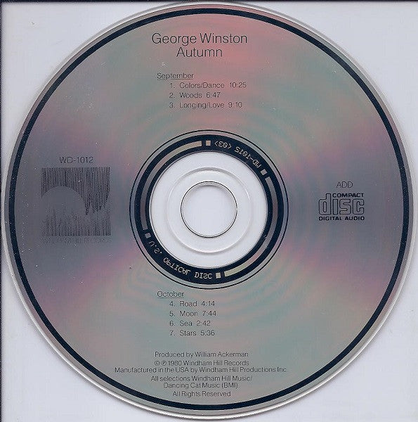 George Winston : Autumn (CD, Album, RE)
