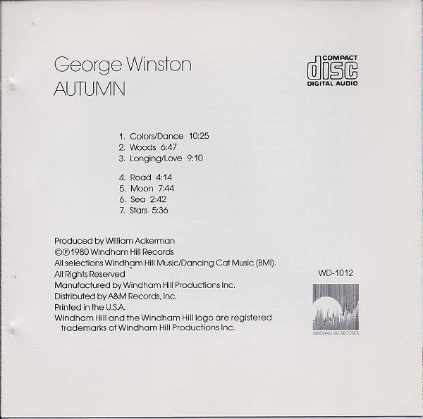 George Winston : Autumn (CD, Album, RE)