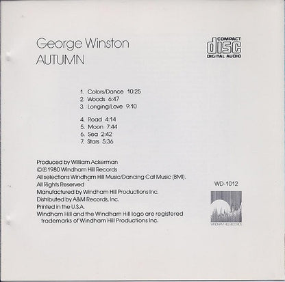 George Winston : Autumn (CD, Album, RE)