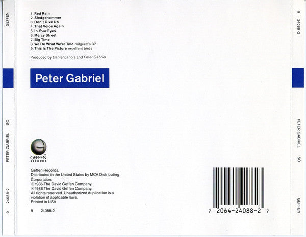 Peter Gabriel : So (CD, Album, RE, Mat)