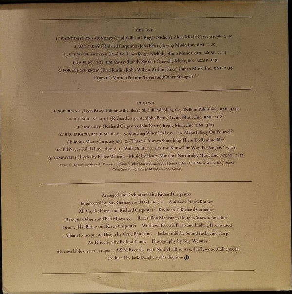 Carpenters : Carpenters (LP, Album, Club)