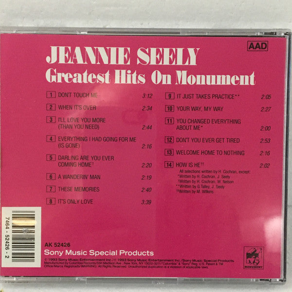Jeannie Seely : Greatest Hits On Monument (CD, Album, Comp)