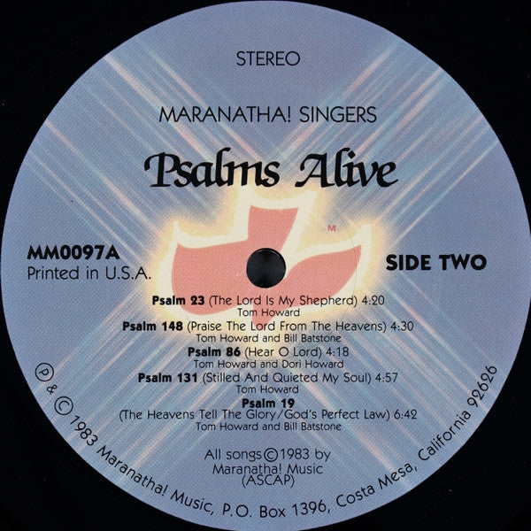 The Maranatha Singers : Psalms Alive! (LP, Gat)