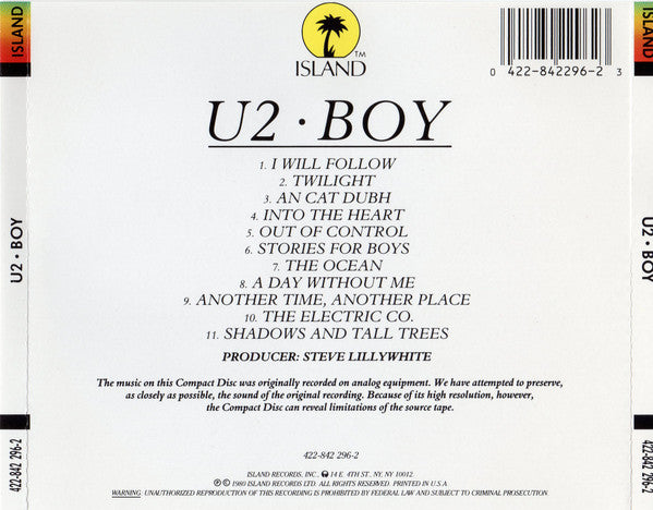 U2 : Boy (CD, Album, RE, UML)