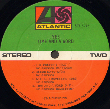 Yes : Time And A Word (LP, Album, PR )
