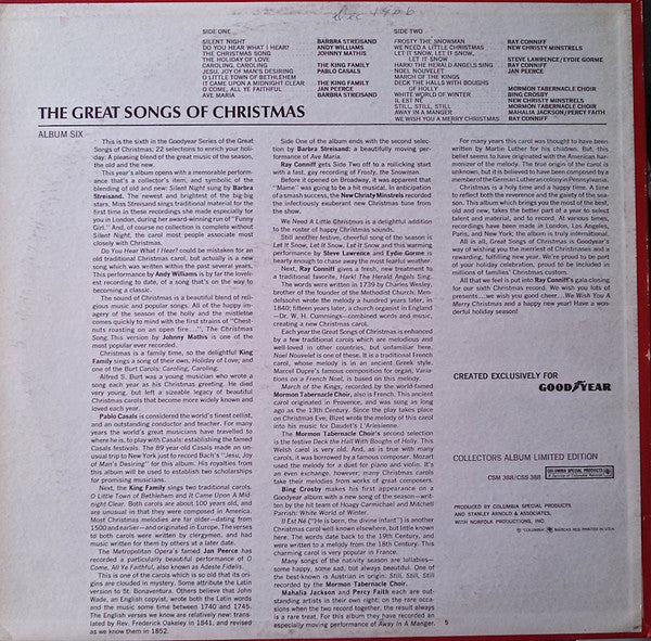 Various : The Great Songs Of Christmas Album Six (LP, Album, Comp, Ltd)