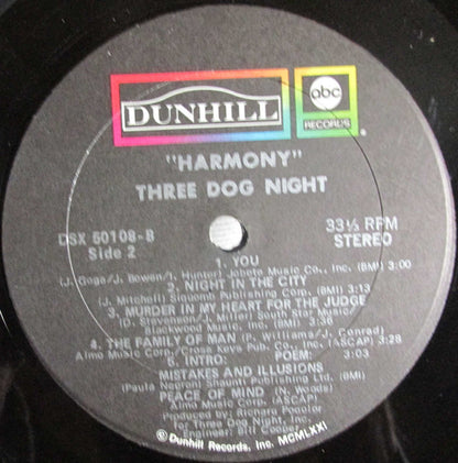 Three Dog Night : Harmony (LP, Album, Club, Rec)