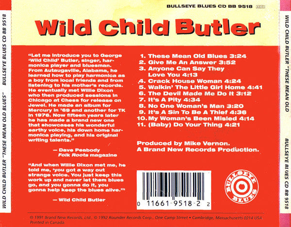 Wild Child Butler : These Mean Old Blues (CD, Album)