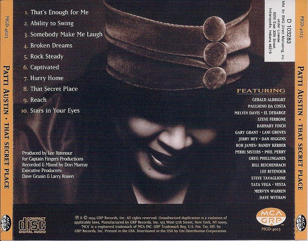 Patti Austin : That Secret Place (CD, Album, Club)
