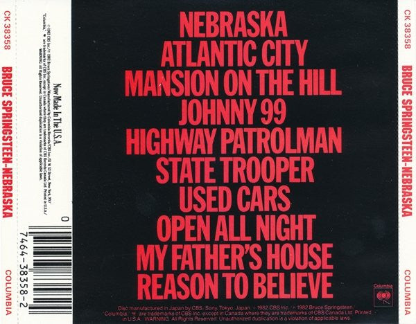 Bruce Springsteen : Nebraska (CD, Album, RE)