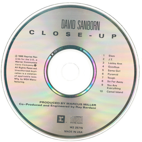 David Sanborn : Close-Up (CD, Album, Club)