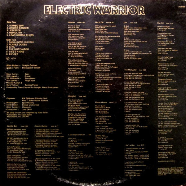 T. Rex : Electric Warrior (LP, Album, Pit)