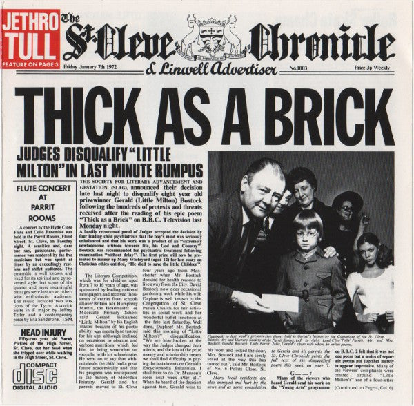 Jethro Tull : Thick As A Brick (CD, Album, RE, Cap)