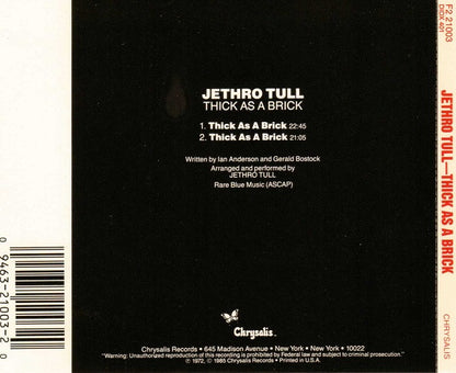 Jethro Tull : Thick As A Brick (CD, Album, RE, Cap)