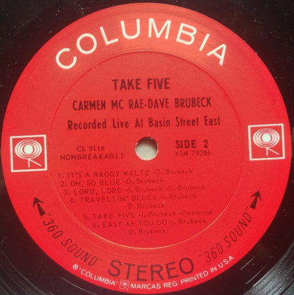 Carmen McRae - Dave Brubeck : Take Five (Recorded Live At Basin Street East) (LP, Album)