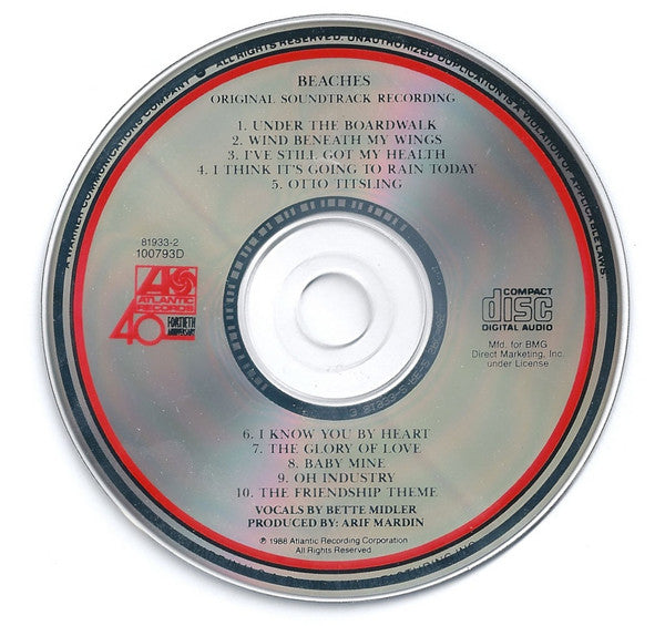 Bette Midler : Beaches (Original Soundtrack Recording) (CD, Album, Club)