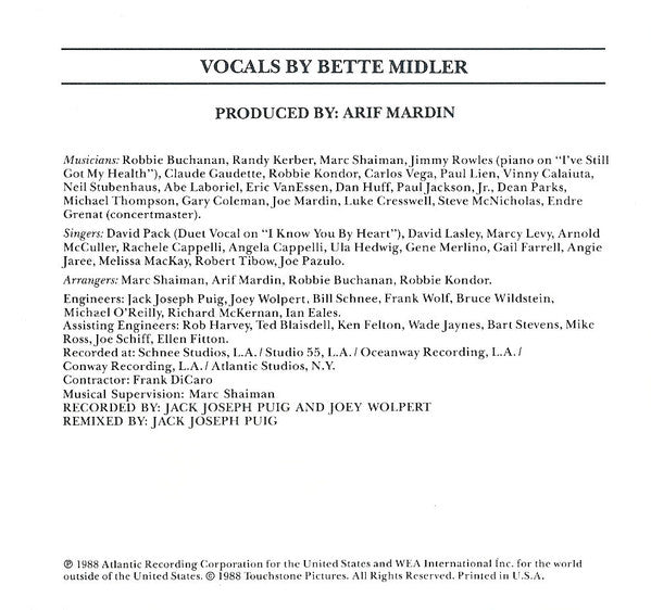 Bette Midler : Beaches (Original Soundtrack Recording) (CD, Album, Club)