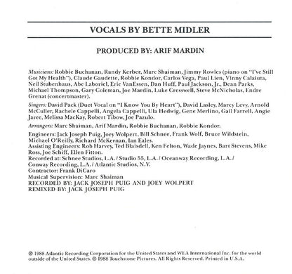 Bette Midler : Beaches (Original Soundtrack Recording) (CD, Album, Club)