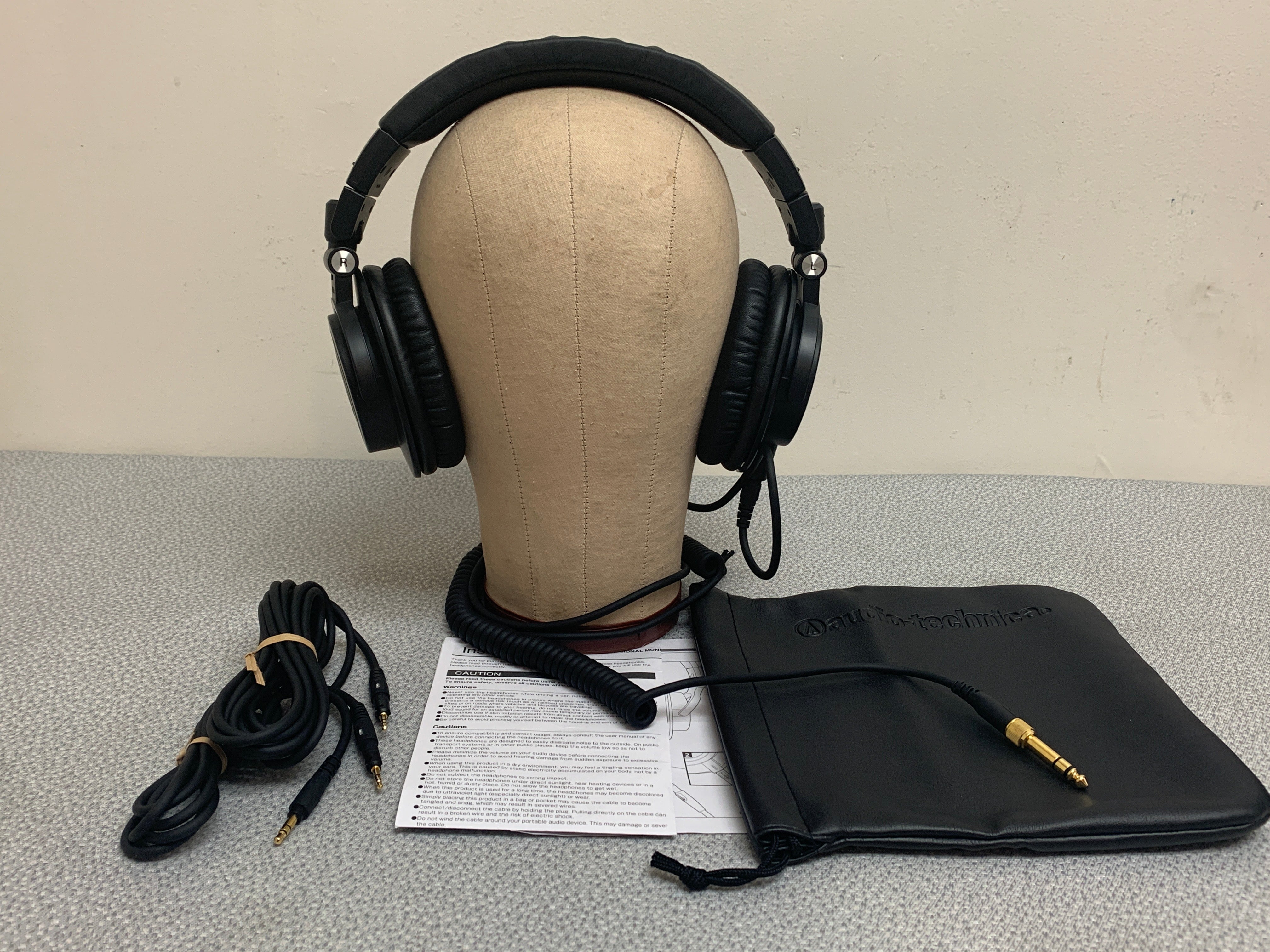 Audio Technica ATH-M50X Professional Monitor Headphones w/ 2 Adaptor Cords, Bag, Instructions