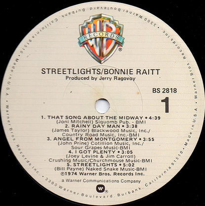 Bonnie Raitt : Streetlights (LP, Album, RE, Los)