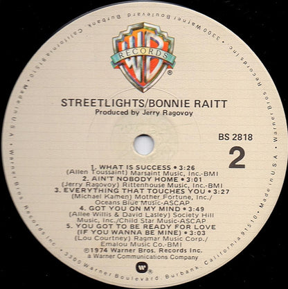 Bonnie Raitt : Streetlights (LP, Album, RE, Los)