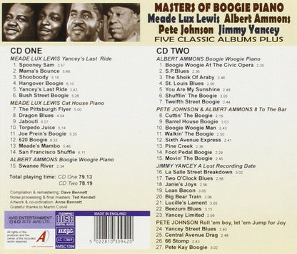 Meade Lux Lewis*, Albert Ammons, Pete Johnson, Jimmy Yancey : Masters Of Boogie Piano: Five Classic Albums Plus (2xCD, Comp, RM)